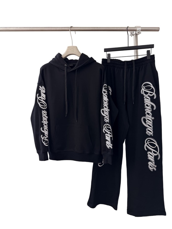 1:1 quality version Contrast Color Cursive Letter Matte Embroidered Sweatpants 2 colors 28974531