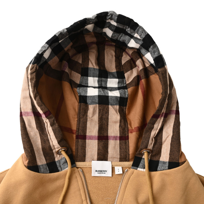 1:1 quality version Plaid Patchwork Zipper Hoodie 3 colors  28478620