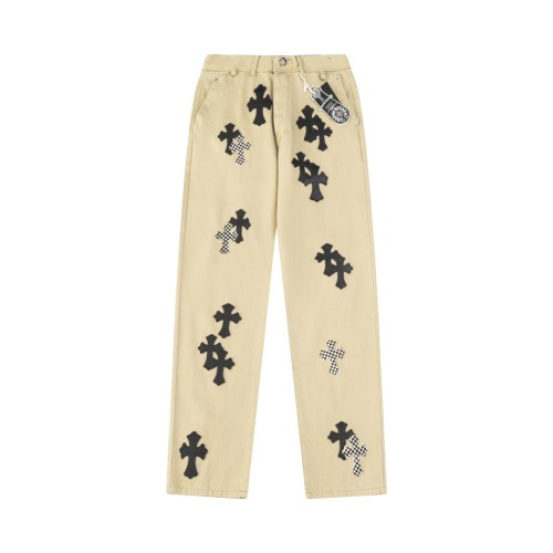 1:1 quality version Black Checkerboard Cross 925 Pure Silver Button Down Work Jeans