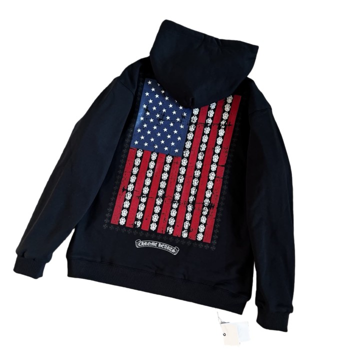1:1 quality version Back Vintage-inspired distressed American flag print Zipper Hoodie 28755521