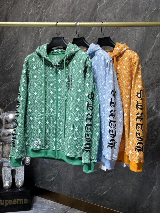 Full Printed Crucifix Flower Arm Sanskrit Letter Zipper Hoodie 3 colors