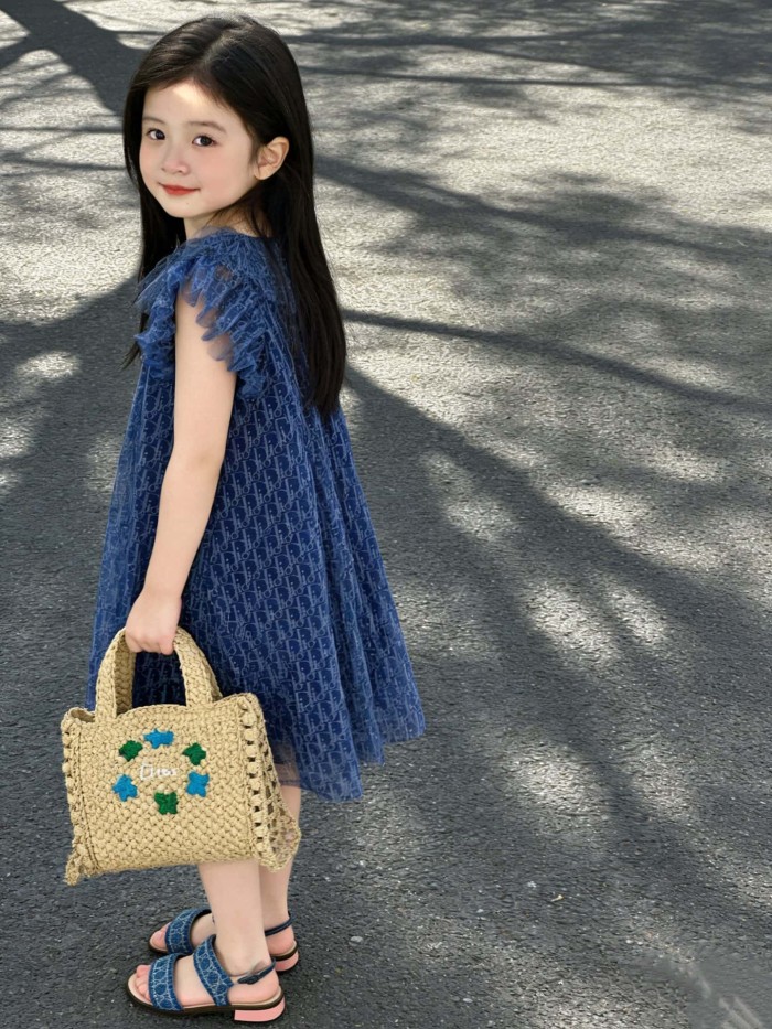 Tulle Dress with Ruffled Neck & Flutter Sleeves for Kids 29008833