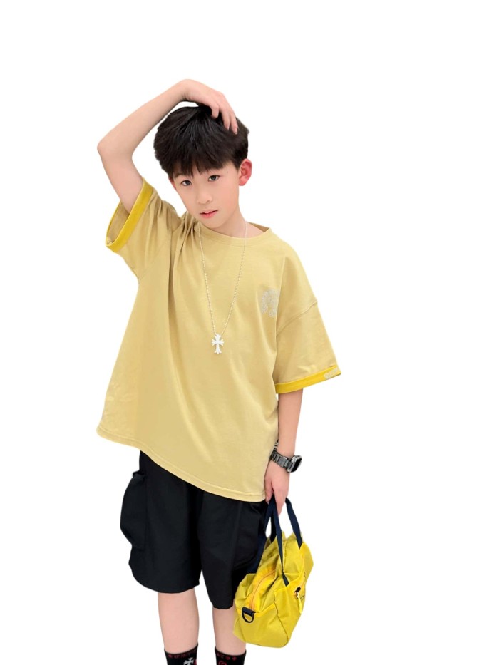 Cross Horseshoe Print Color Block Casual T-Shirt 3 colors for Kids 29008975