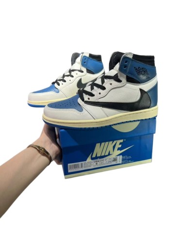 [plus-size shoes]1:1 quality version Tr@vis Scott x Fr@gment x @j1 Retro Blue White High Top Basketball Shoes 28877984