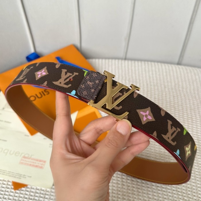 1:1 quality version Full-printed colorful logo metal buckle belt 6 colors【Width 4 cm】