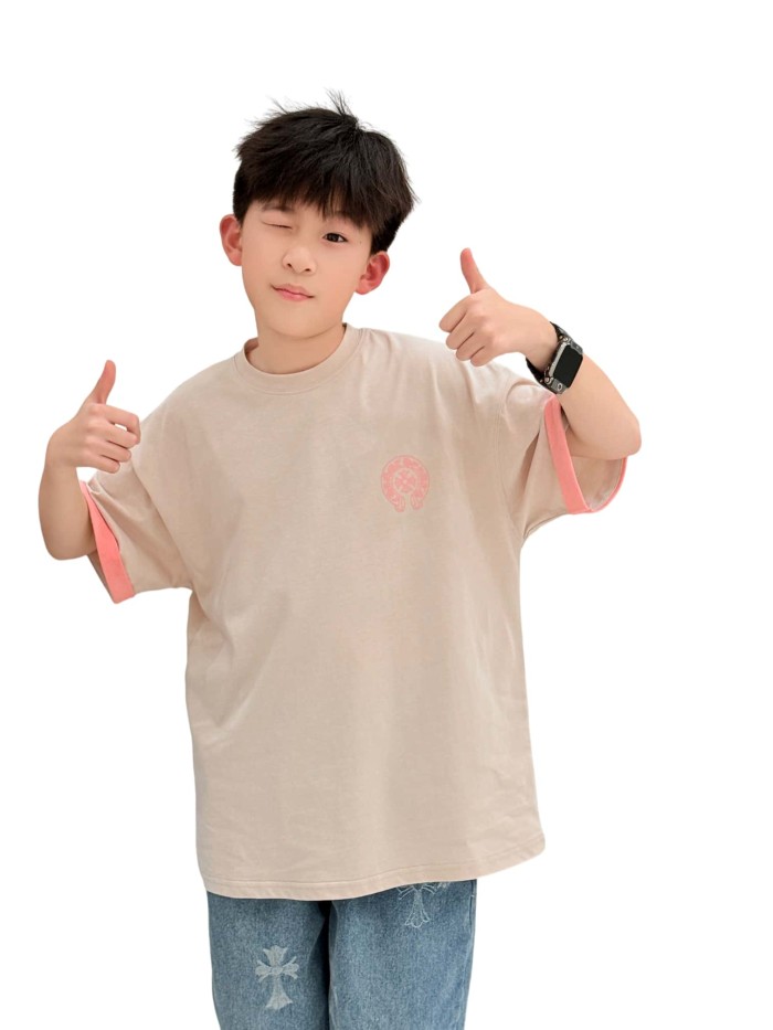 Cross Horseshoe Print Color Block Casual T-Shirt 3 colors for Kids 29008975