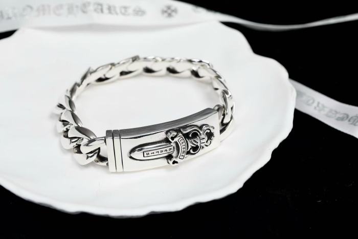 1:1 quality version Cross Dagger Embossed Sterling Silver Cuban Bracelet 29082259