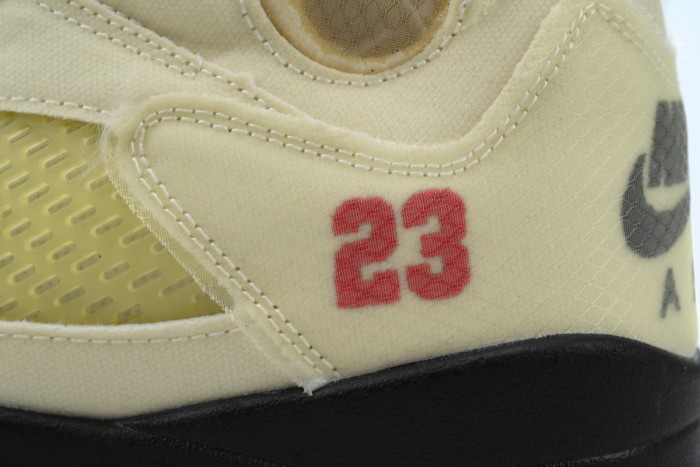 [plus-size shoes] 1:1 quality version Jordan 5 x Off-White  Sail  Canvas Basketball Shoes 29035191