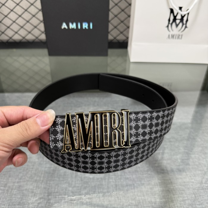 1:1 quality version Full-Print AM Logo Belt 5 colors 【Width 3.8 cm】28659912