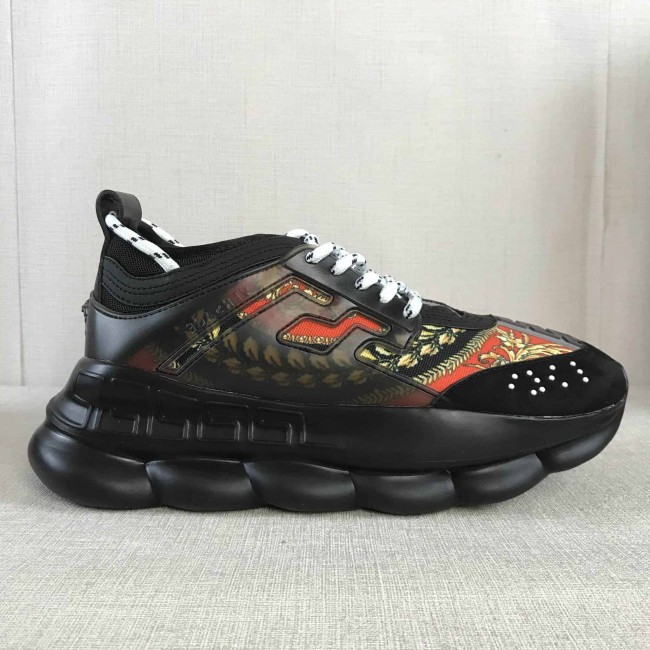 VERS@CE BLACK RED AND MULTICOLOURED CHAIN REACTION SNEAKERS VS18