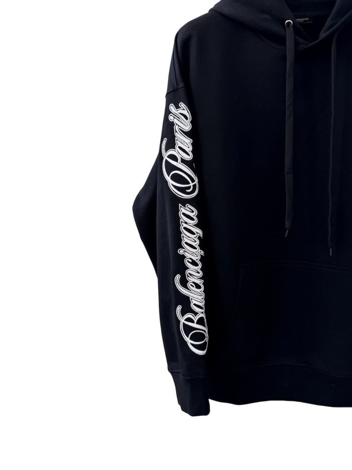 1:1 quality version Two-Sleeve Cursive Letter Matte Embroidered Hoodie 2 colors 28974530