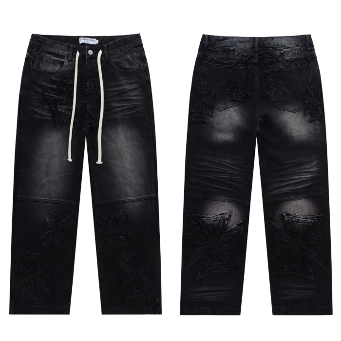 Rainbow Candy Wool Embroidery Washed Jeans 2 colors 28899680