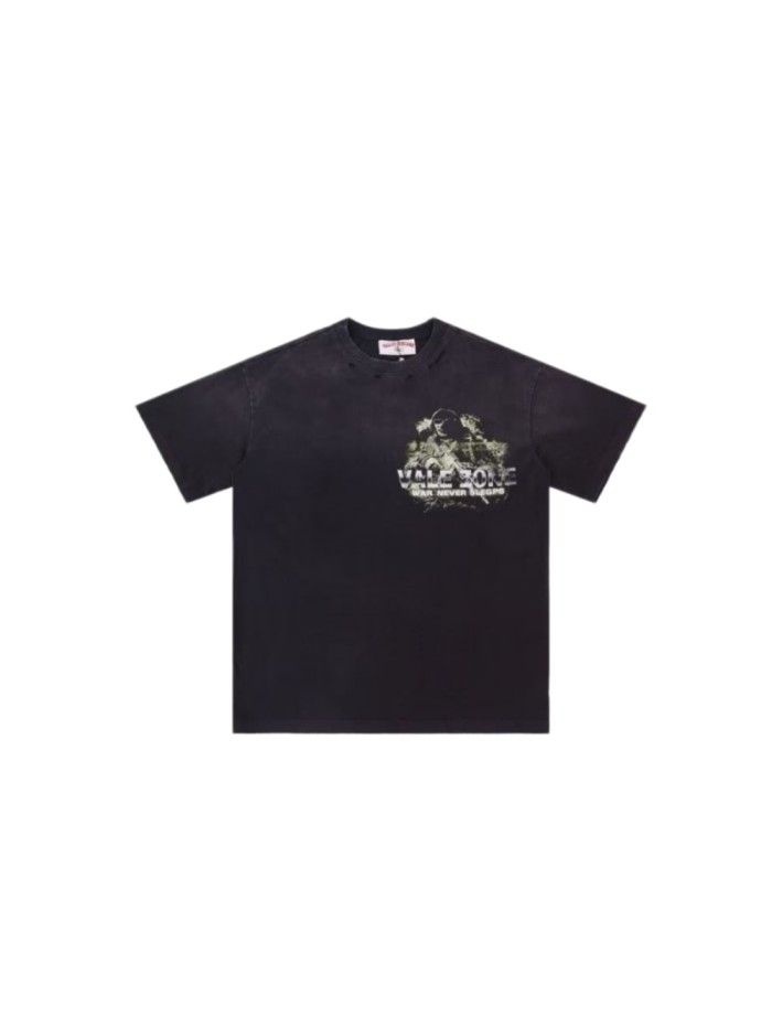 Vintage  Warrior  Military Graphic Distressed Wash T-Shirt 2 colors 29027439