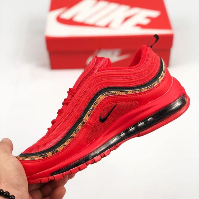 Air Max 97 Red Leopard Print Strip Full-Length Air Cushion Running Shoes 29062799