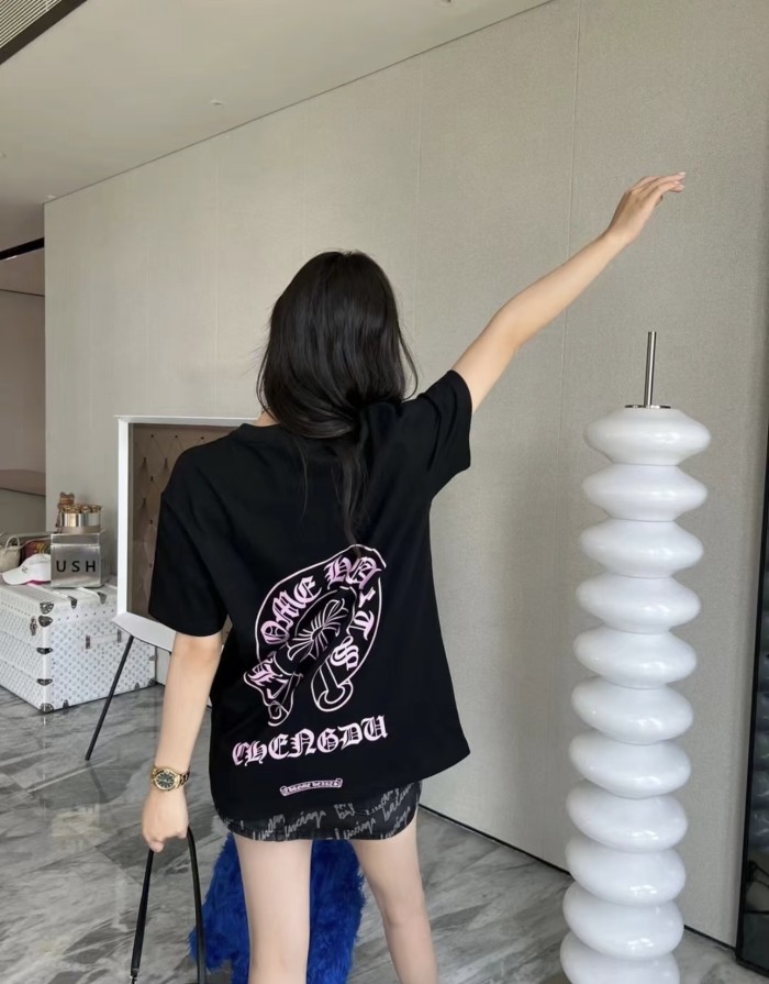 1:1 quality version Pink Horseshoe Letter Print Tee