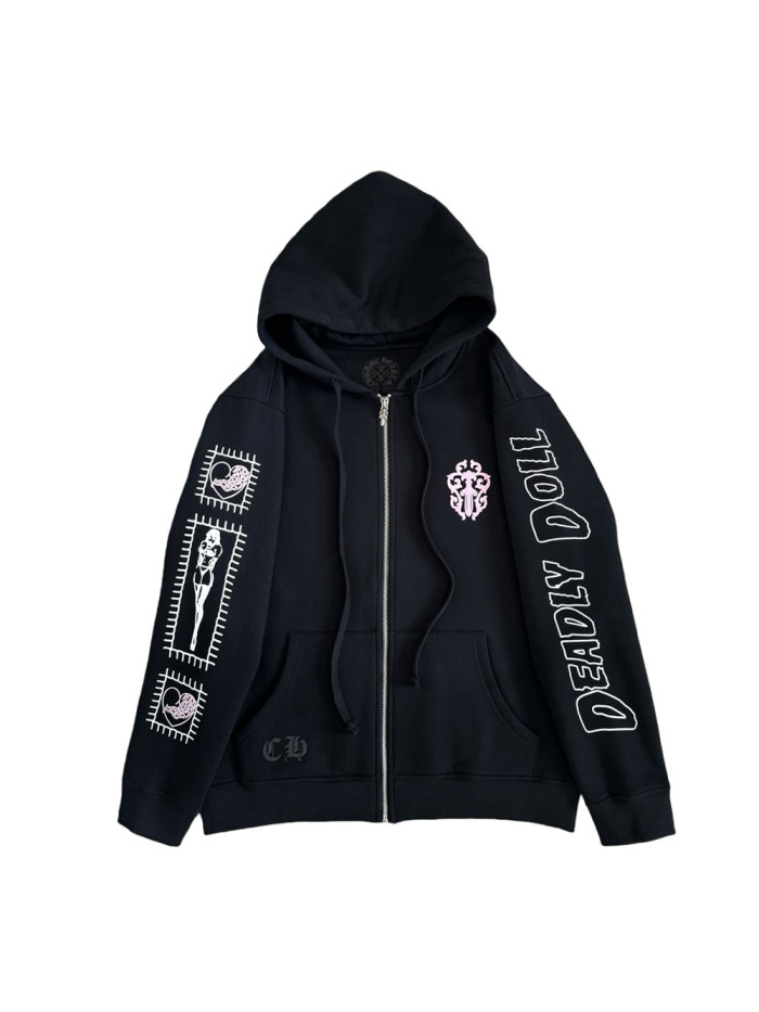 1:1 quality version Deadly Doll Collaboration Horseshoe Beauty Print Zipper Hoodie 28755496