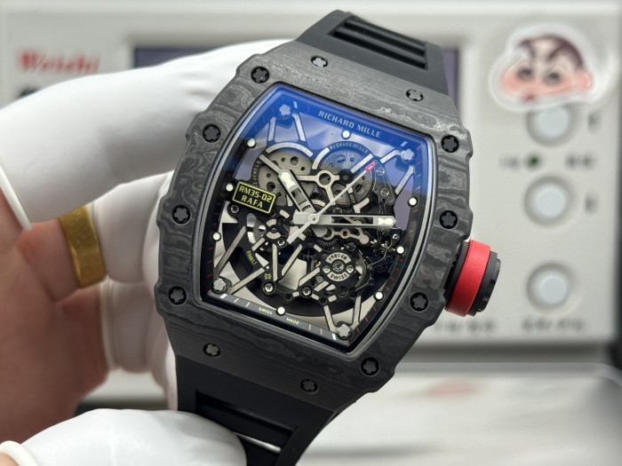 1:1 quality version RM 35-02 RAFAEL NADAL Carbon Fiber Automatic Mechanical Skeleton Watch 2 colors【Dial diameter：42mm 】28771545