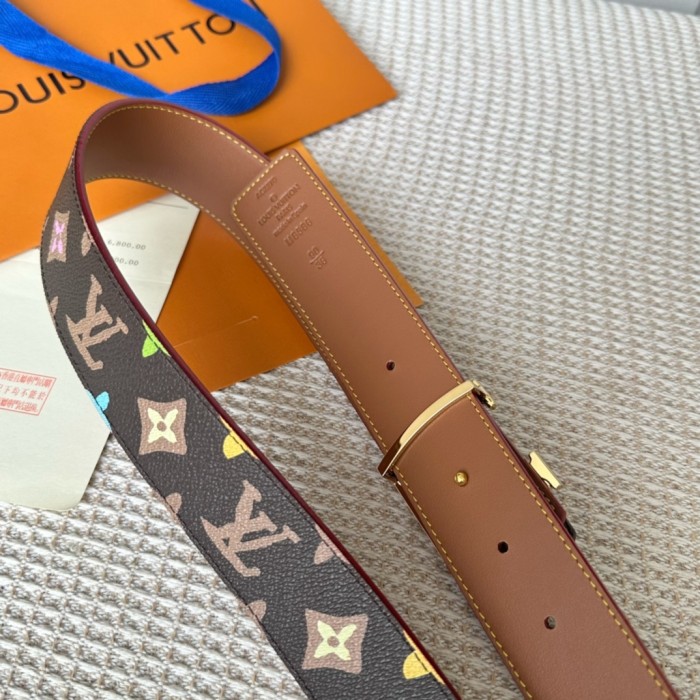 1:1 quality version Full-printed colorful logo metal buckle belt 6 colors【Width 4 cm】