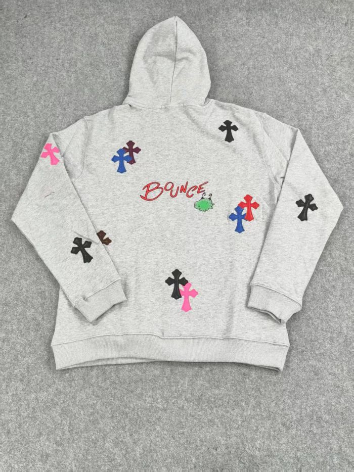 Colorful Applique Cross Graffiti Print Hoodie