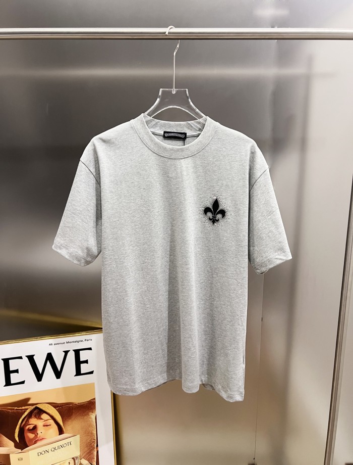 1:1 quality version Sanskrit Horseshoe & Fleur-de-lis Rhinestone Printed  Vintage Tee 3 colors 29082450