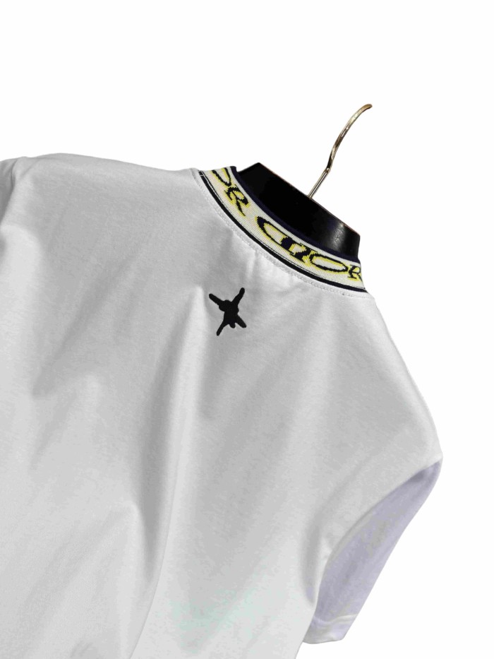 1:1 quality version Co-branded Letter Collar Contrast Embroidered Pattern T-Shirt 28961183