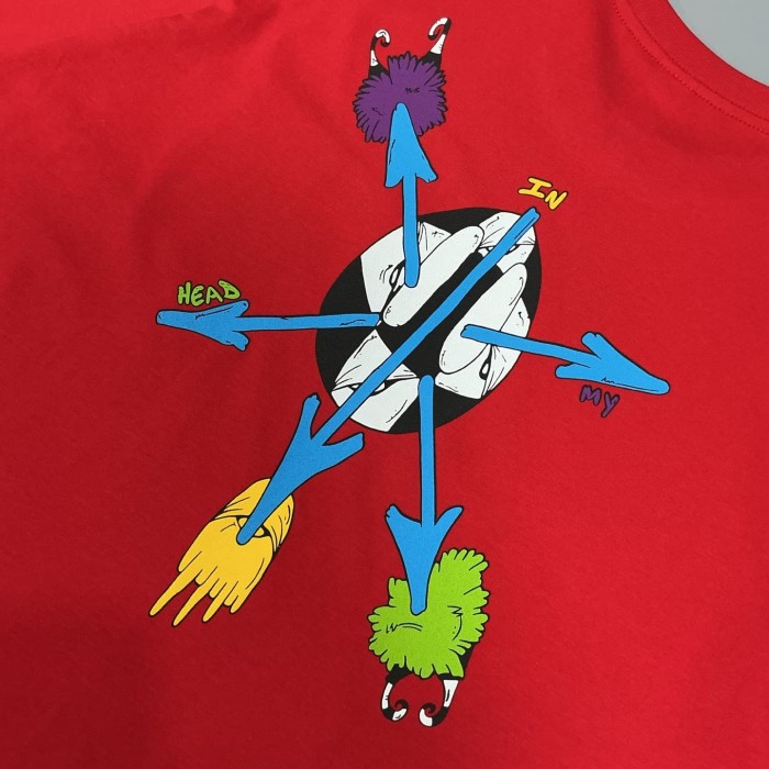 1:1 quality version Matty Boy Arrow & Face Print Red Cotton Pocket T-Shirt 29093609