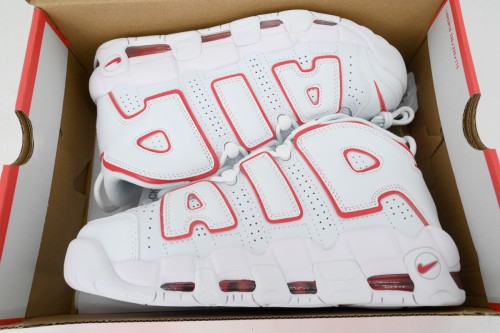 Air More Mid-top Retro Men's White and Red Pippen Basketball Shoes 29030186