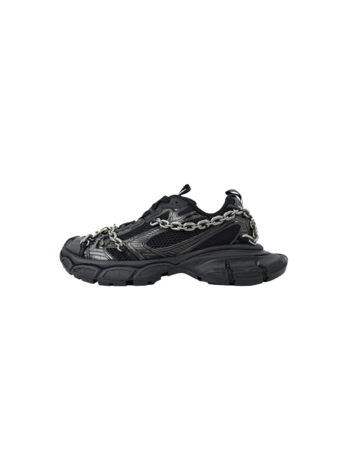 [plus-size shoes] 1:1 quality version 3XL Black Mesh Lock & Chain Low-top Chunky Sneakers 28997829