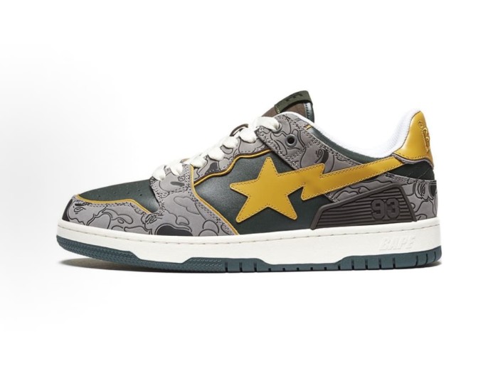 Sk8 Sta Low 1st Camo Retro Skateboarding Shoes Gray Green Leather Sneakers 28977804