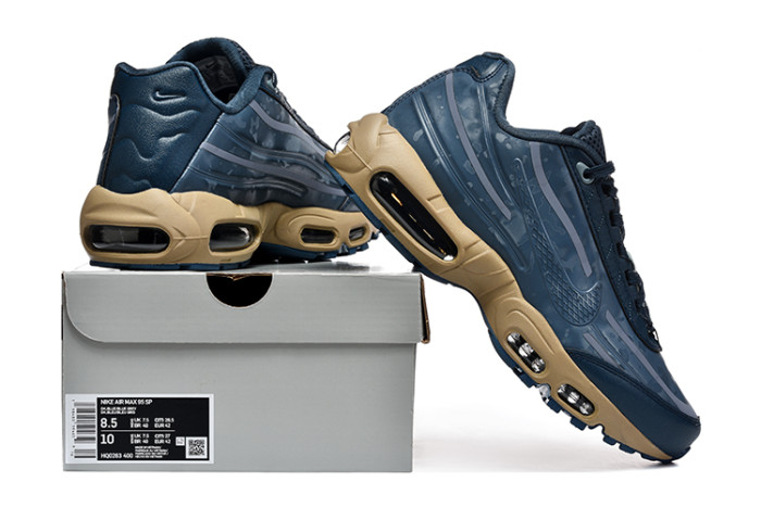 [plus-size shoes]Air Max 95 Navy Blue Tan  Air Cushion Running Shoes 29043538