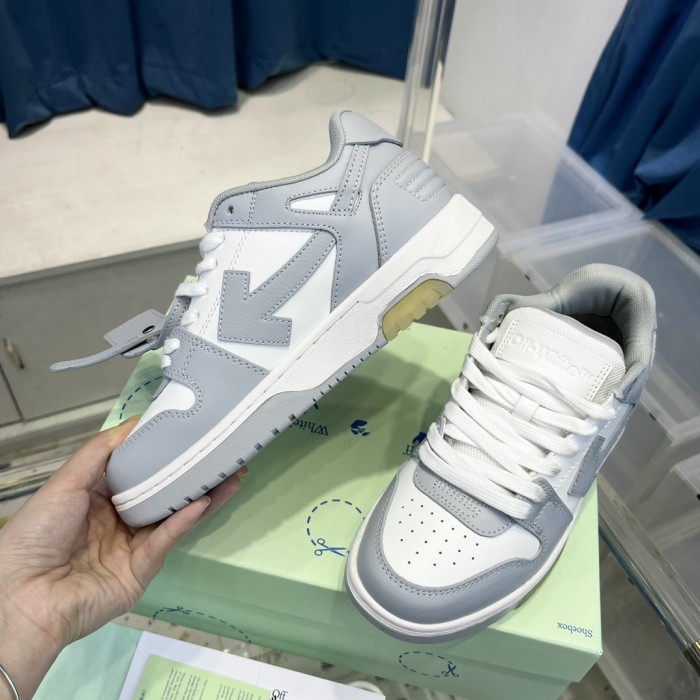 1:1 quality version OW Out Of Office  OOO  Low Tops Grey White OMIA189F22LEA0010109