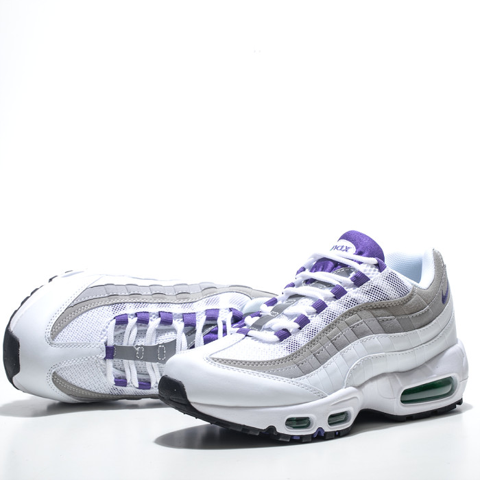 [plus-size shoes]Air Max 95 White Purple Gradient  Air Cushion Running Shoes 29045643