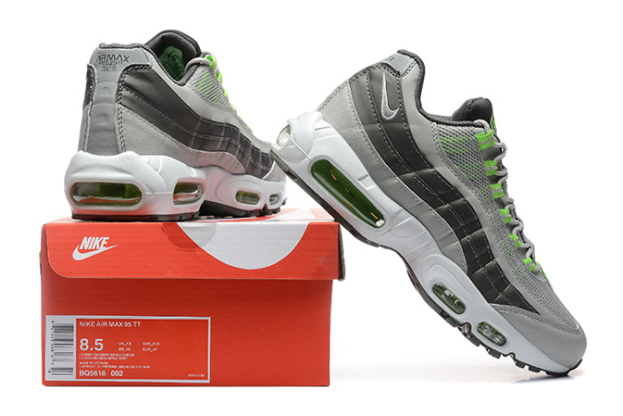 [plus-size shoes]Air Max 95 Grey Neon Green Mesh  Air Cushion Running Shoes 29045405