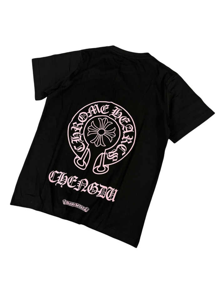 1:1 quality version Pink Horseshoe Letter Print Tee