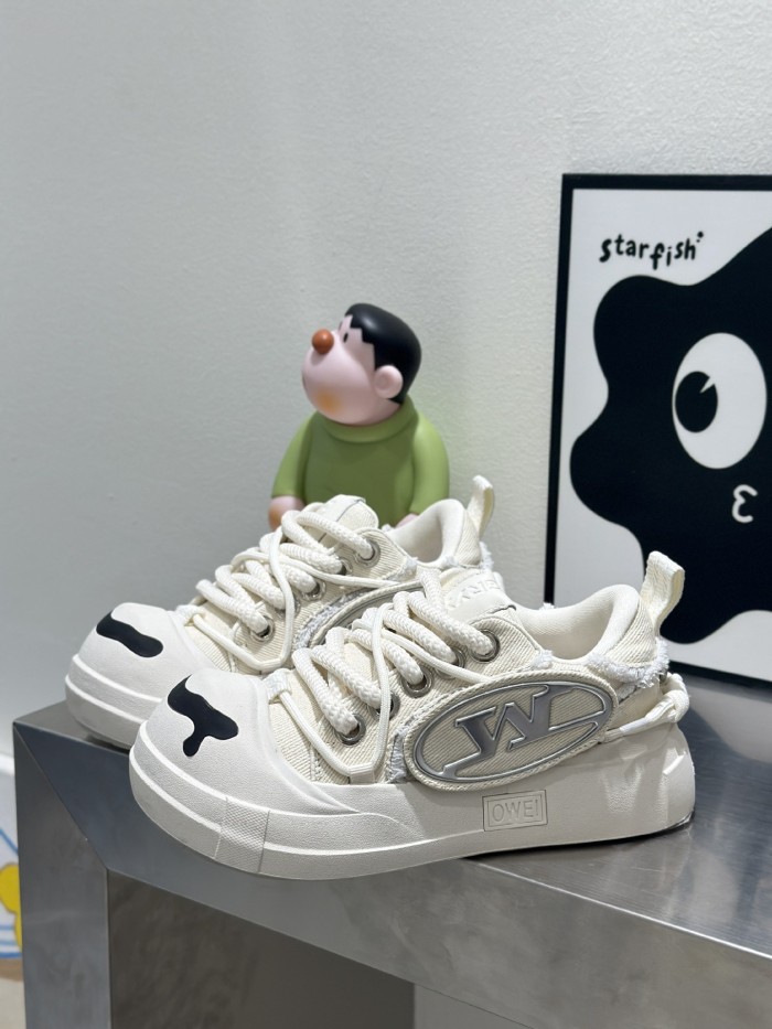 Open Smile Canvas Thick Bottom Board Shoes 3 colors