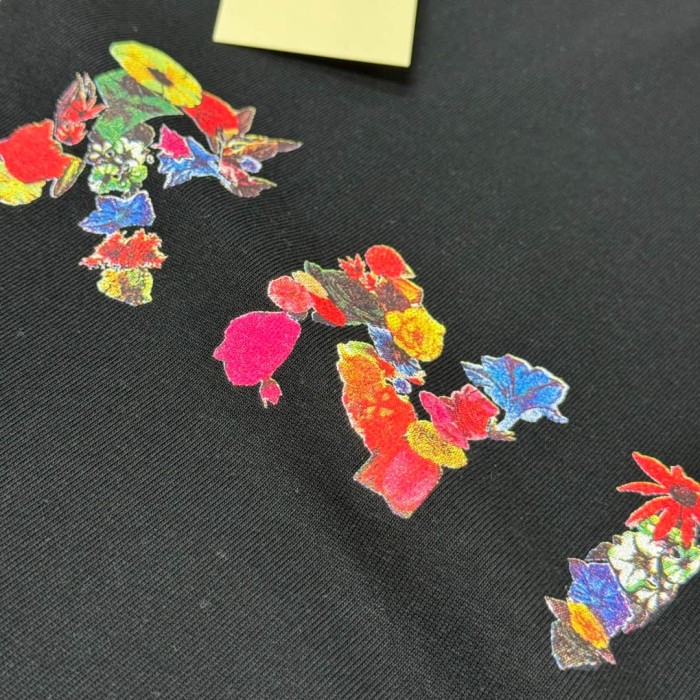 1:1 quality version Colorful Floral Letter Logo Print Tee 2 colors 28997770