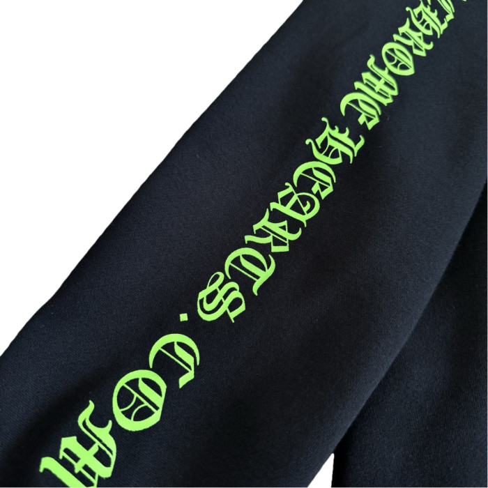 1:1 quality version Fluorescent Green Sanskrit Horseshoe Print Hoodie 28782545