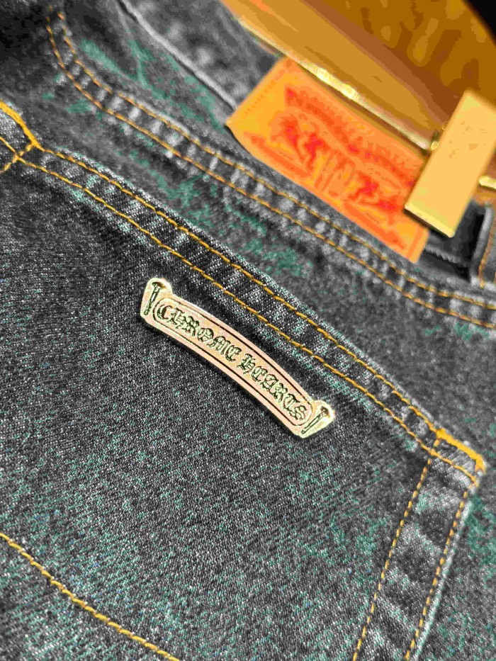 1:1 quality version  orange cross leather appliqués washed jeans 28959532