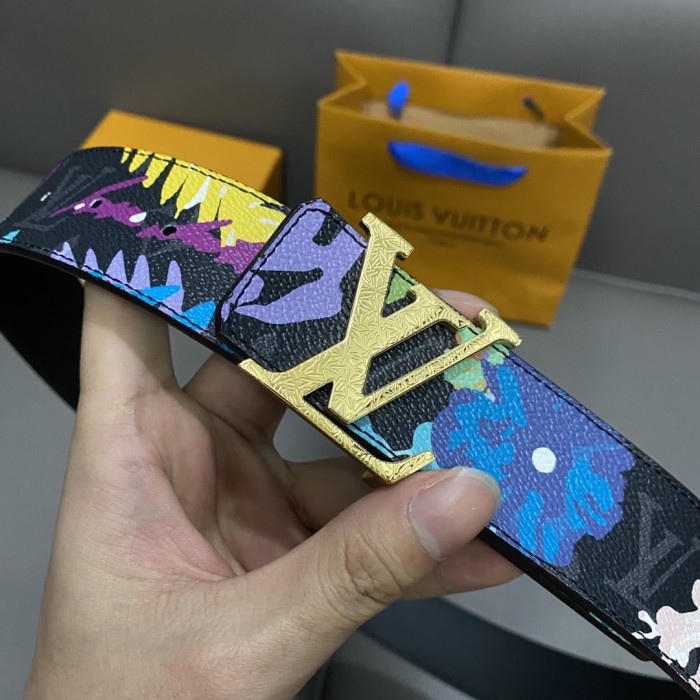 1:1 quality version Floral Graffiti Letter Buckle Belt 3 colors【Width 4 cm】