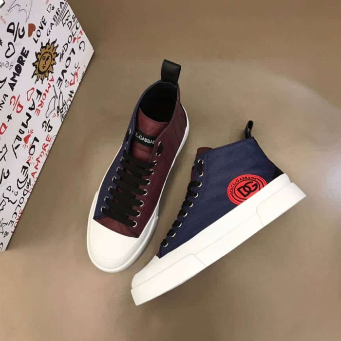 DOLCE AND  G@BB@N@ QUILTED TWO-TONE NYLON PORTOFINO LIGHT MID-TOP SNEAKERS   DG105