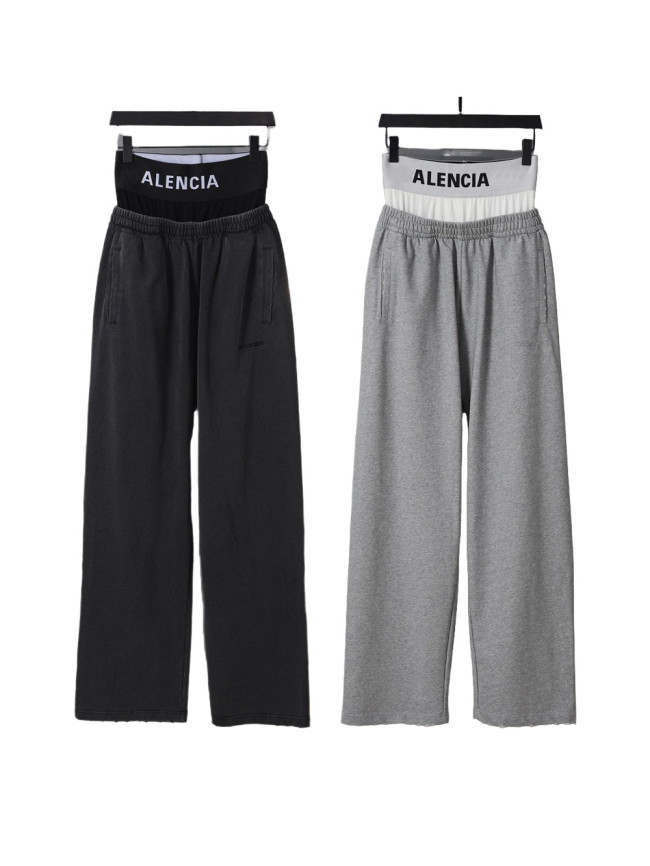 28419228 Alphabet Embroidered Fake Two-Piece Underwear Patchwork Sweatpants 2 colors