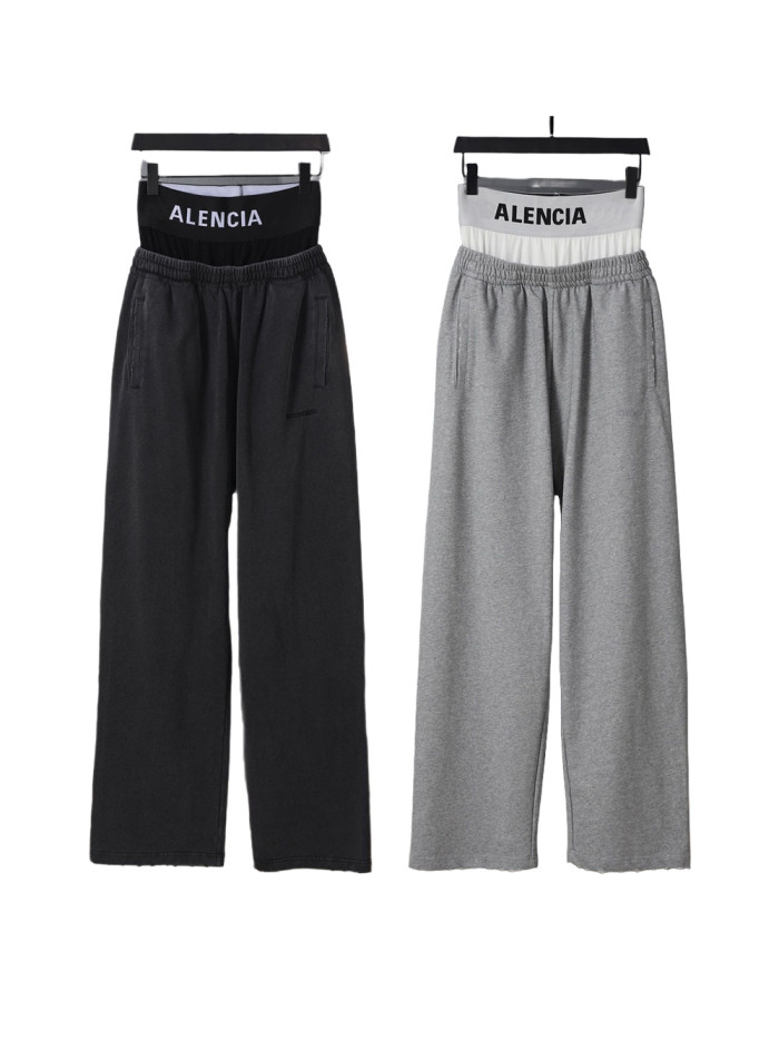 28419228 Alphabet Embroidered Fake Two-Piece Underwear Patchwork Sweatpants 2 colors