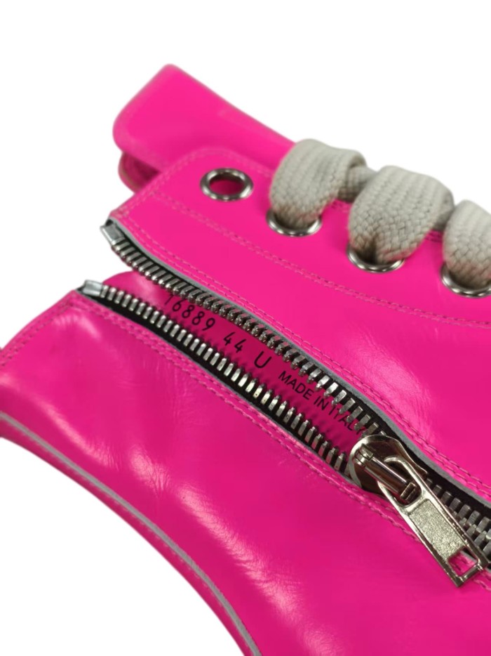 1:1 quality version Red pink thick lace zippered high top shoes