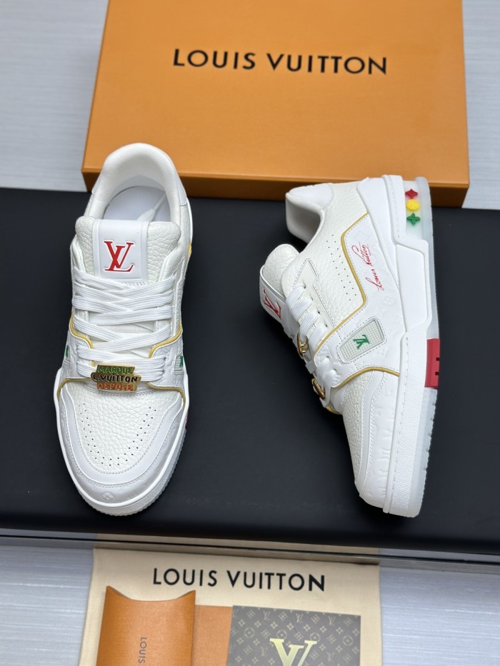 1:1 quality version 28367499 Cowhide Patchwork White Shoes 3 colors