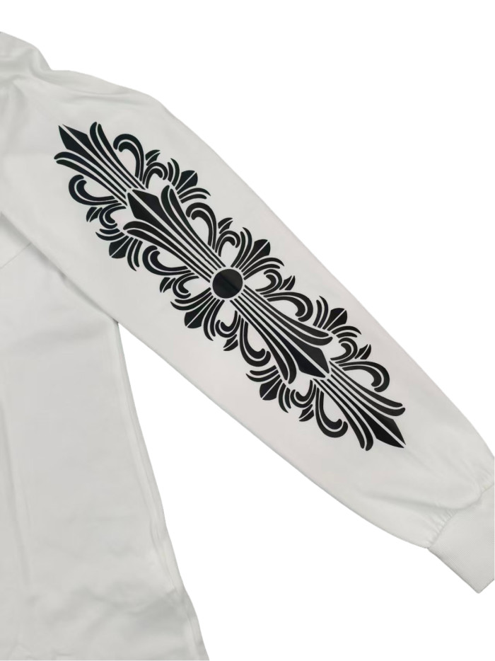 Los Angeles Sanskrit Alphabet Horseshoe Cross Print Long Sleeve T-Shirt 2 colors