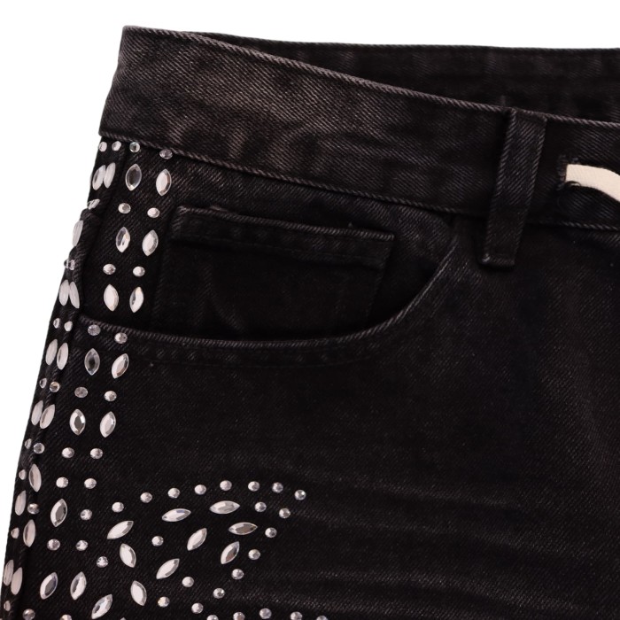Sunflower Waterdrop Rhinestone Washed Denim Shorts 2 colors 28899679