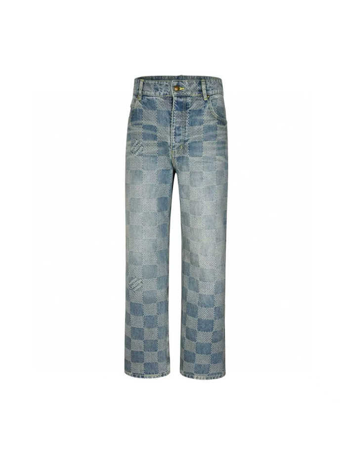 1:1 quality version Checkered Denim Jeans 28512659