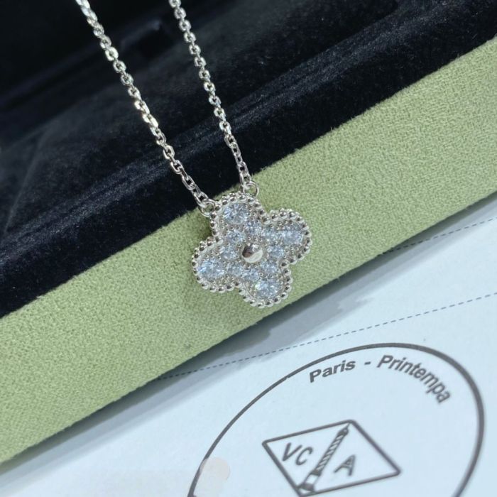 1:1 quality version Full Diamond Four-Leaf Clover Necklace 2 colors 28894554