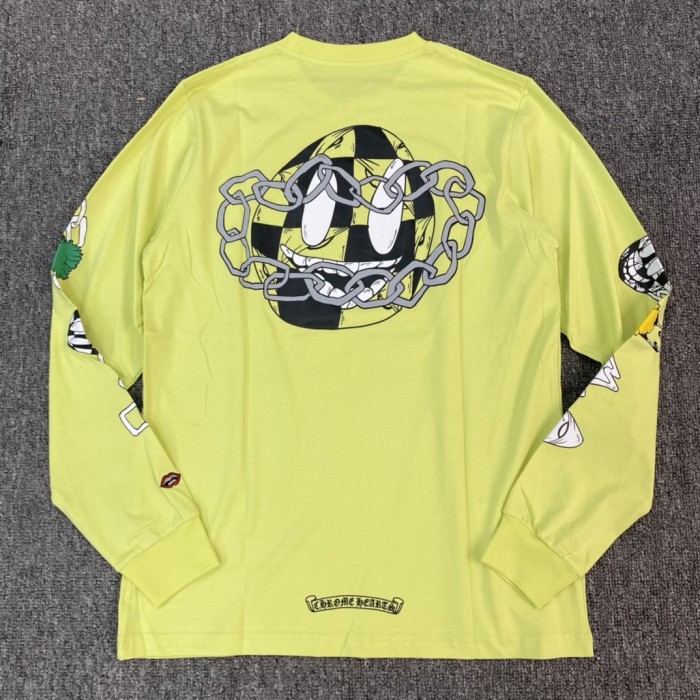 1:1 quality version Apple Green Graffiti Print Long Sleeve T-Shirt