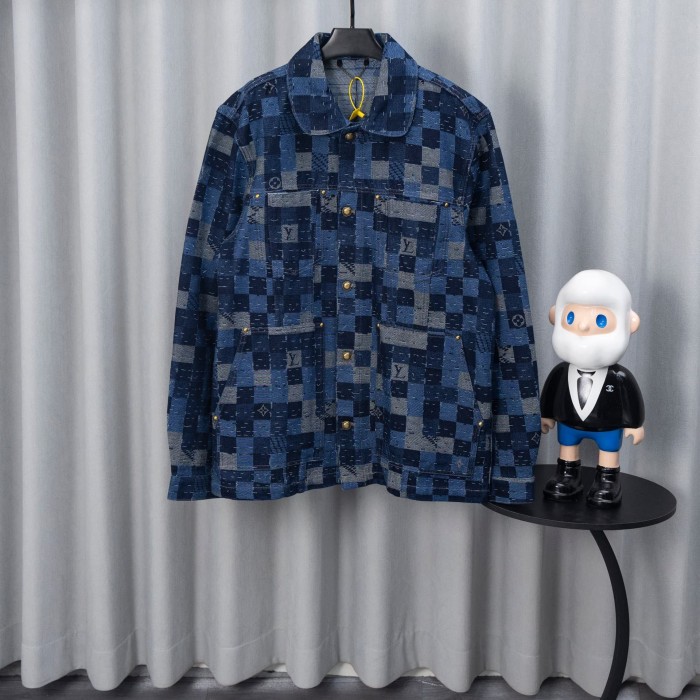 Vintage Classic Gradient Checkered Denim Jacket 6 colors 28505011